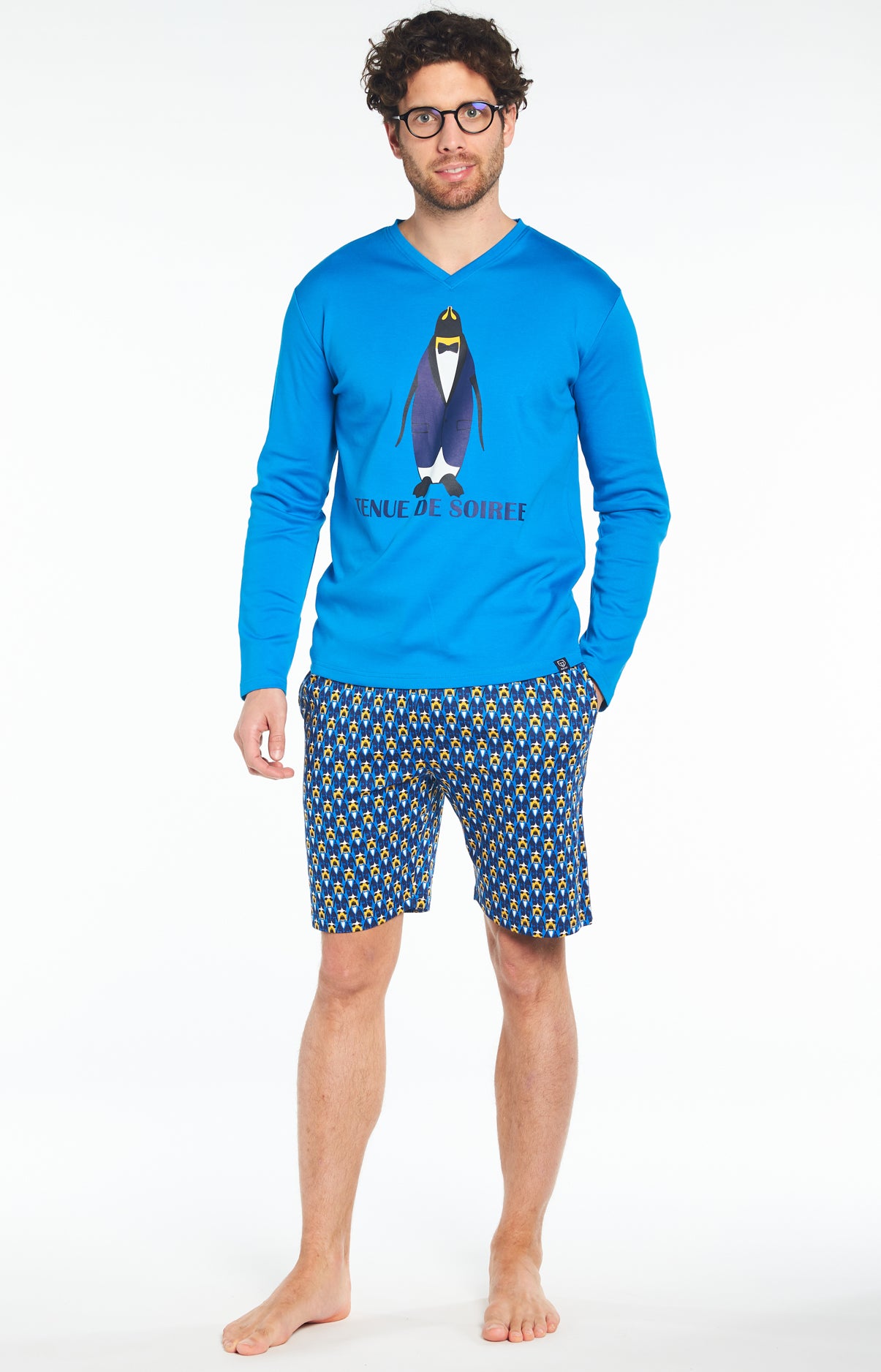 arthur-bob-tenue-de-soir-e-pyjashort-homme-marine image 2