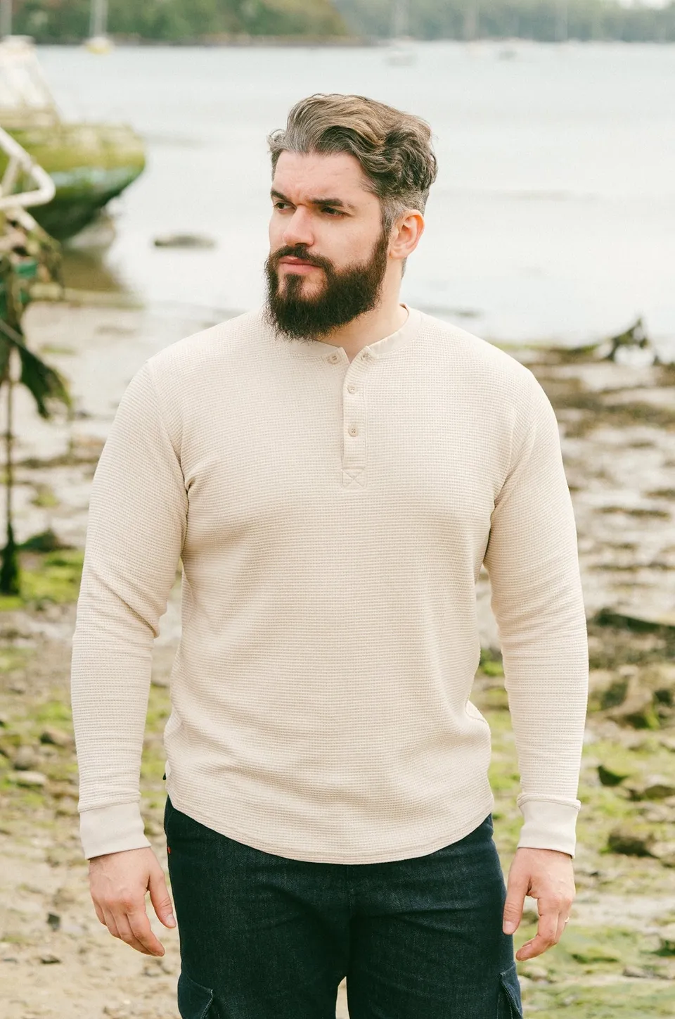 p-trone-henley-cormac-manches-longues-gaufr-beige image 1