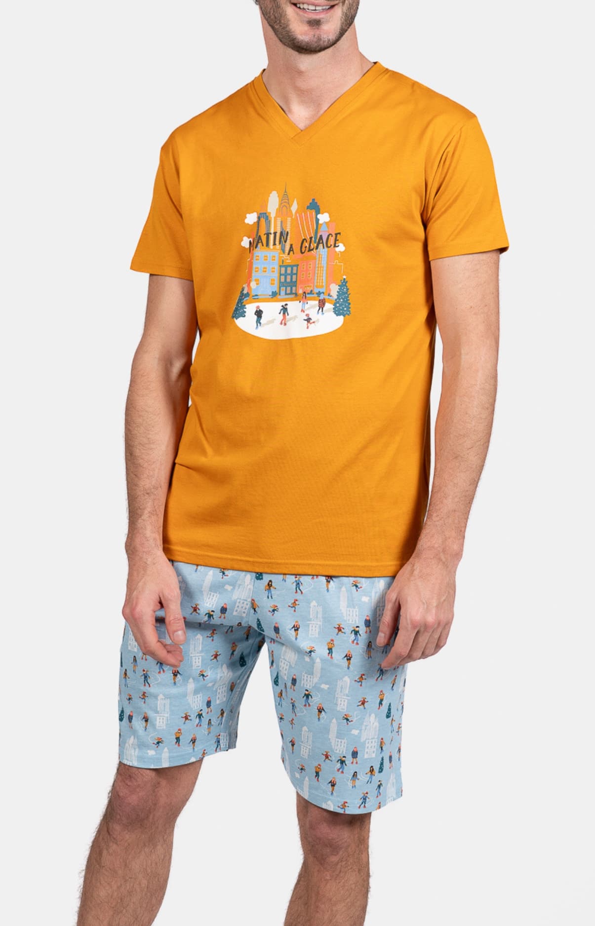 arthur-bob-matin-glace-pyjashort-ciel-100-coton image 1