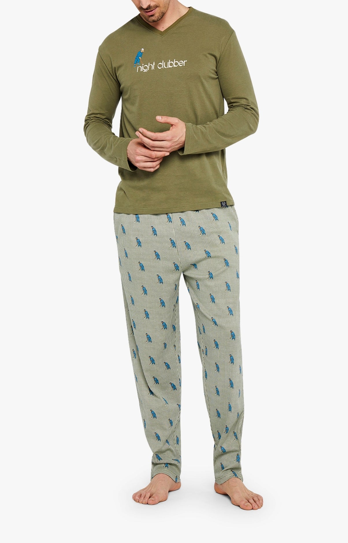 arthur-bob-pyjama-night-clubber-kaki-coton-bio-homme image 1