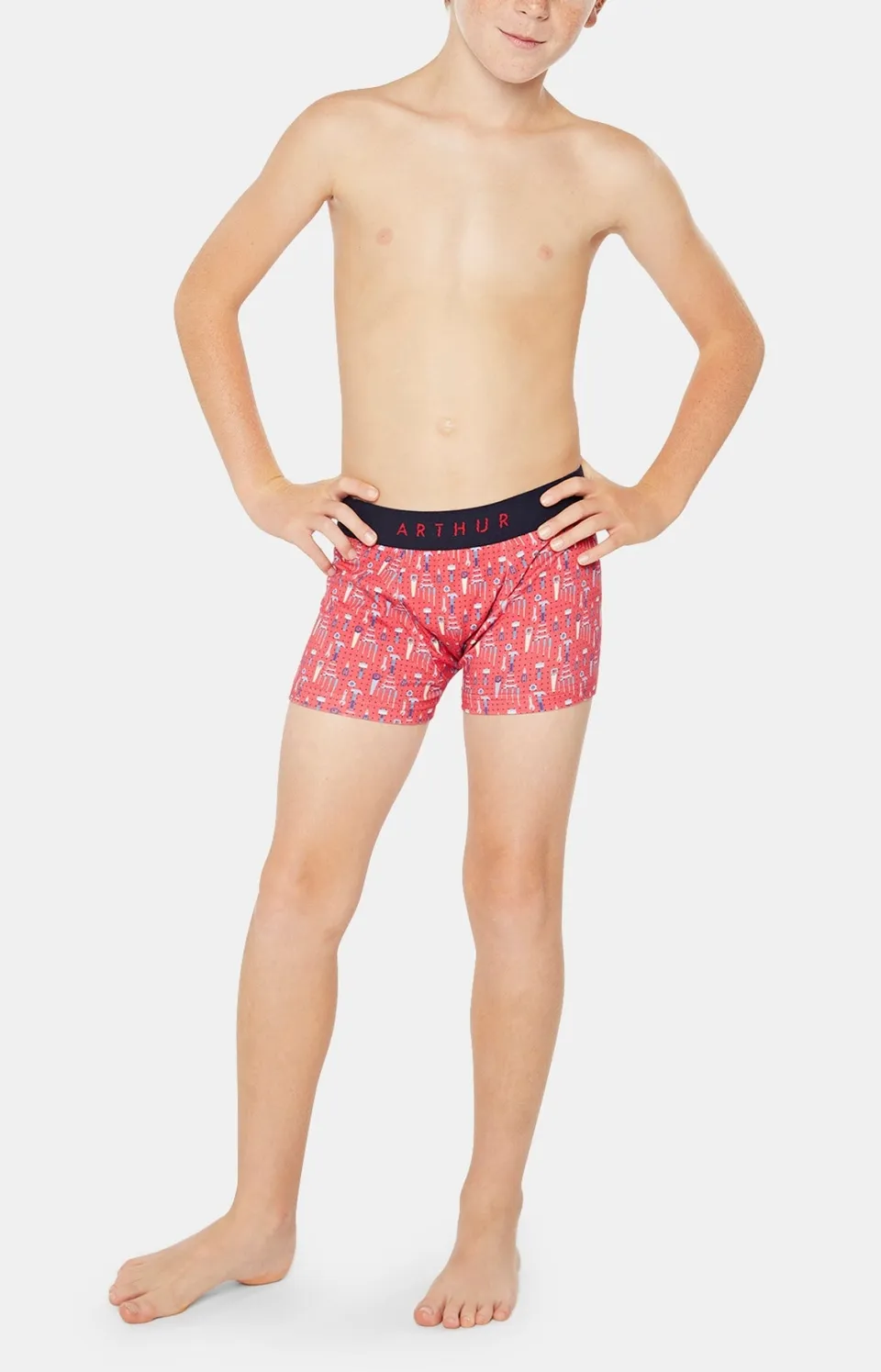 arthur-bob-boxer-enfant-bricolage-rouge-coton-bio-gar-on image 1