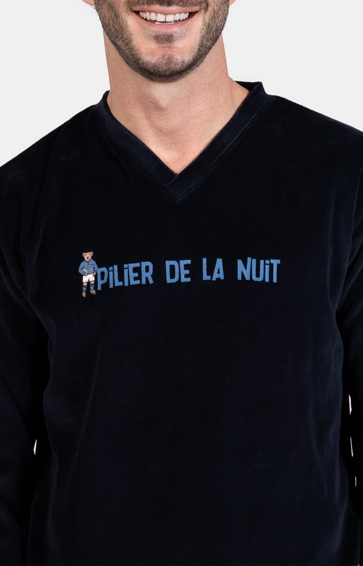 arthur-bob-pilier-de-la-nuit-pyjama-velours-noir-coton image 2