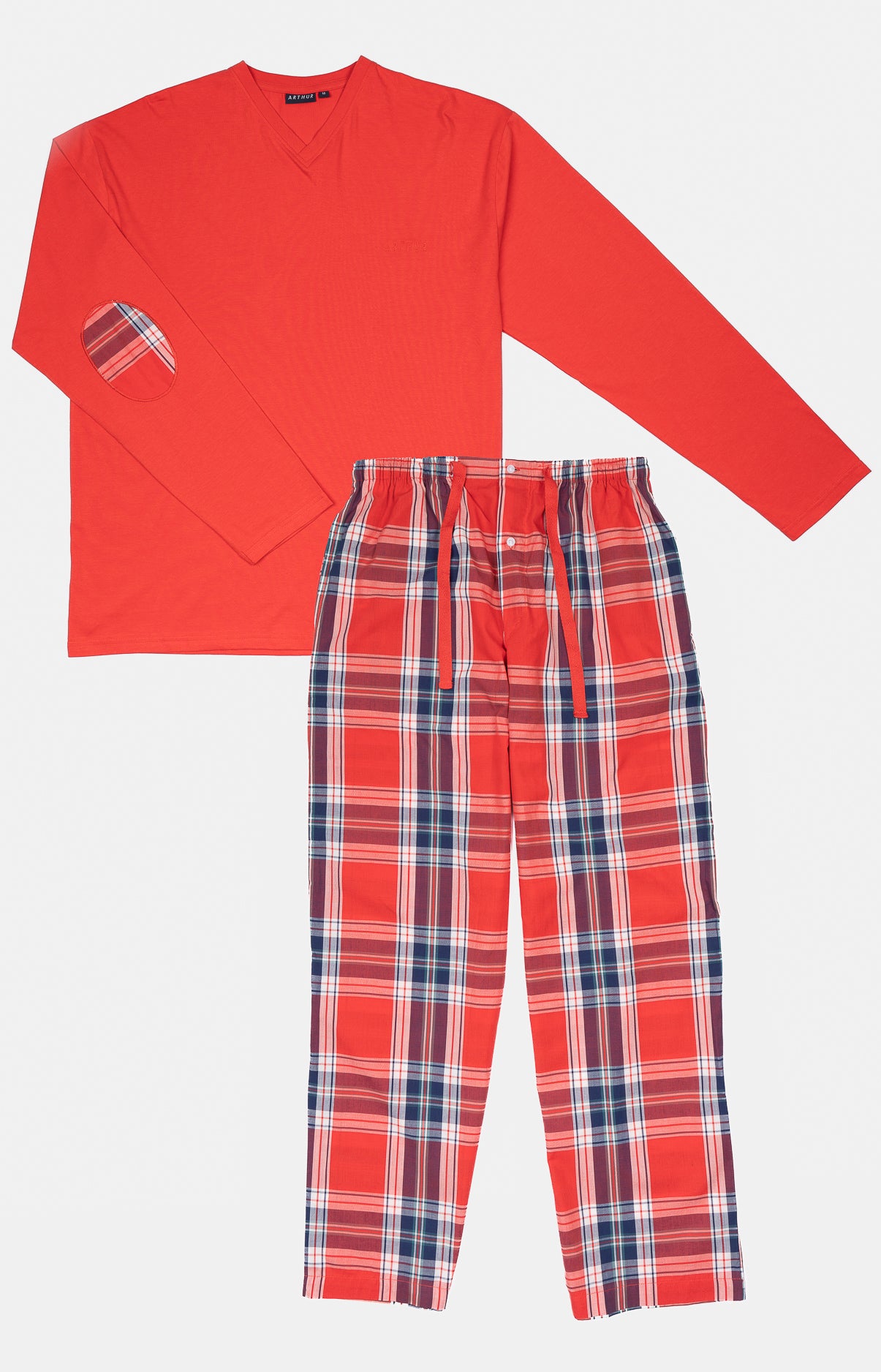 arthur-bob-pyjama-logan-rouge-homme-coton-manches-longues image 3