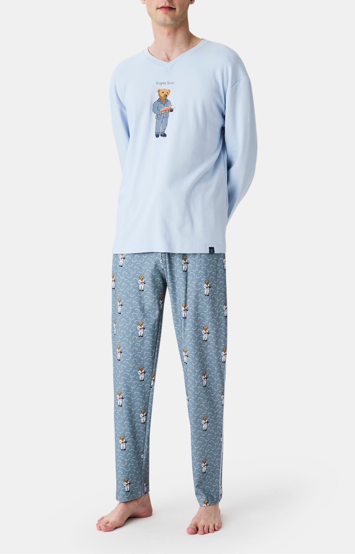 arthur-bob-esprit-livre-pyjama-homme-gris-coton-bio-s-xxl image 1