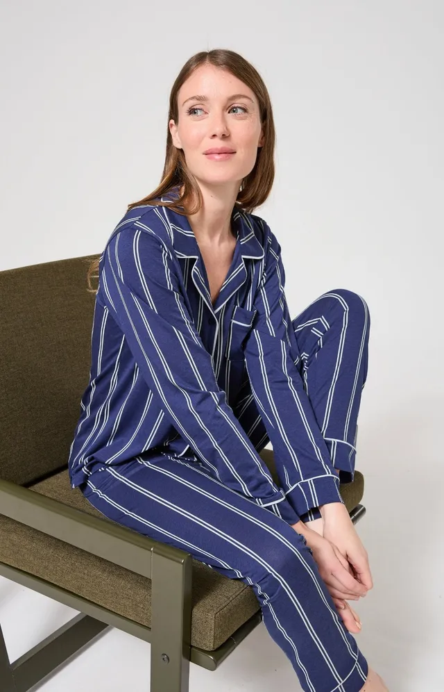 arthur-bob-ray-pyjama-long-boutonn-marine image 1