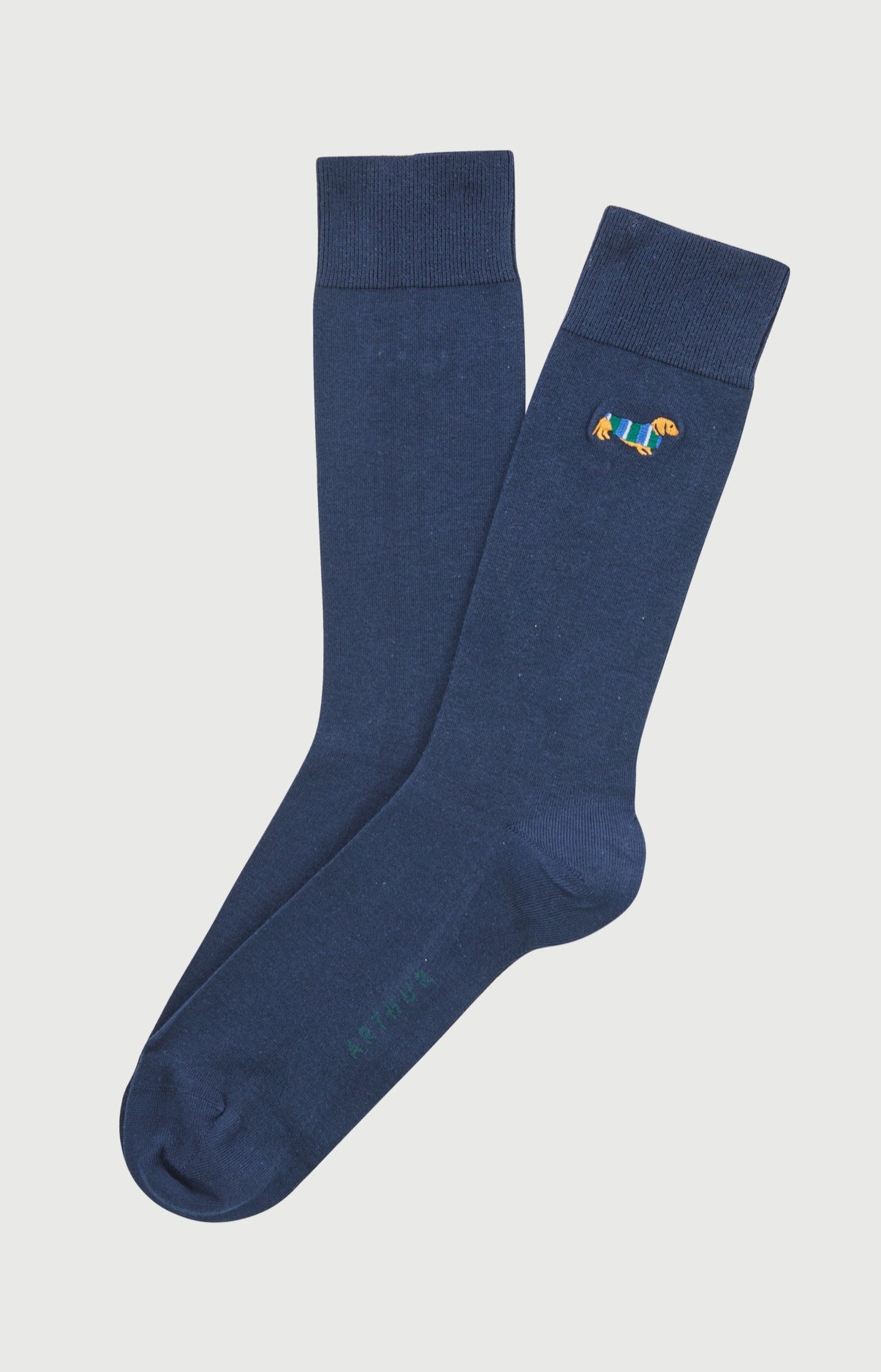 arthur-bob-chaussettes-homme-marine-teckel-coton-brod image 1