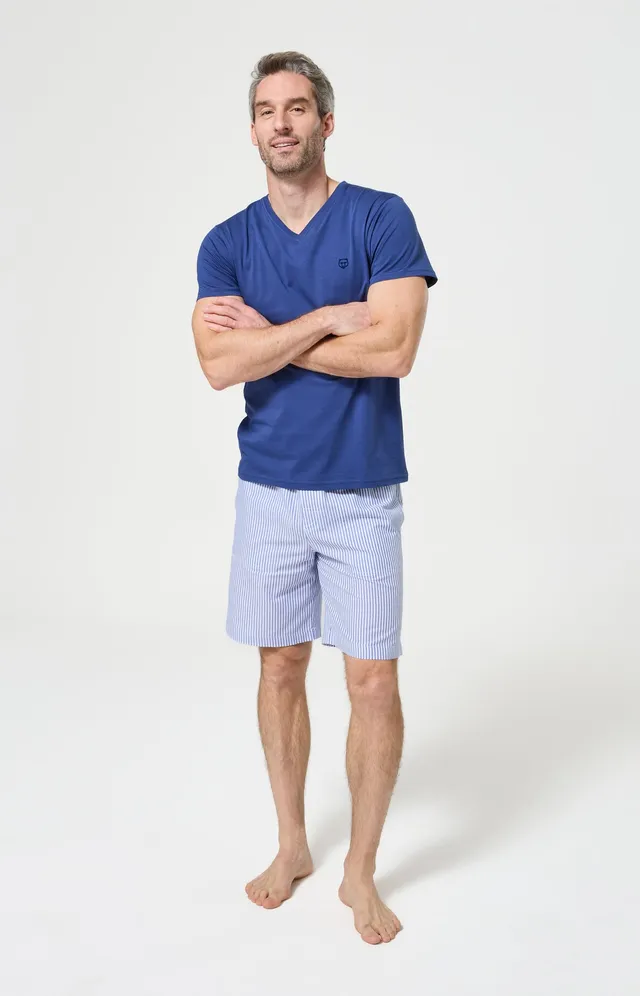 arthur-bob-ray-short-bleu-coton-bio-homme image 1