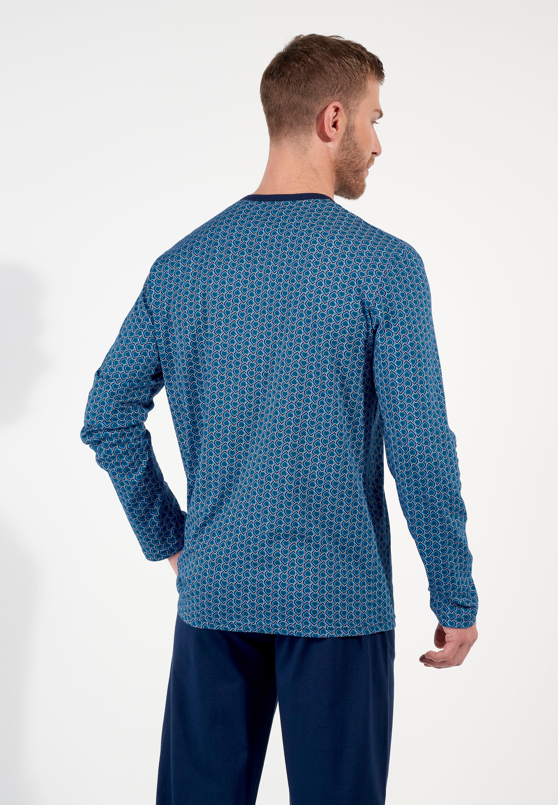 hom-martinez-pyjama-homme-long-bleu-coton-art-d-co image 3