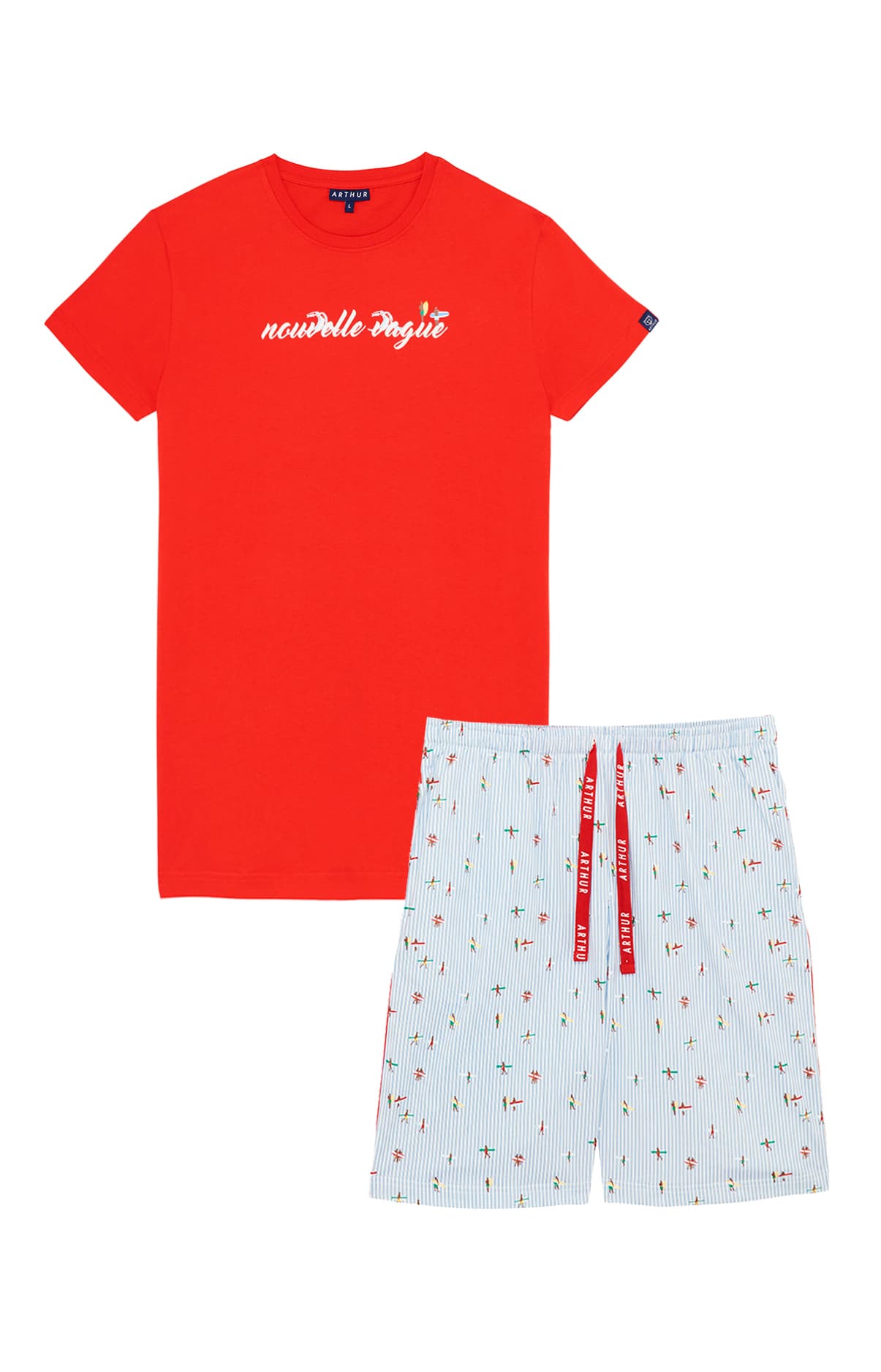 arthur-bob-nouvelle-vague-pyjashort-homme-bleu-coton-bio image 3