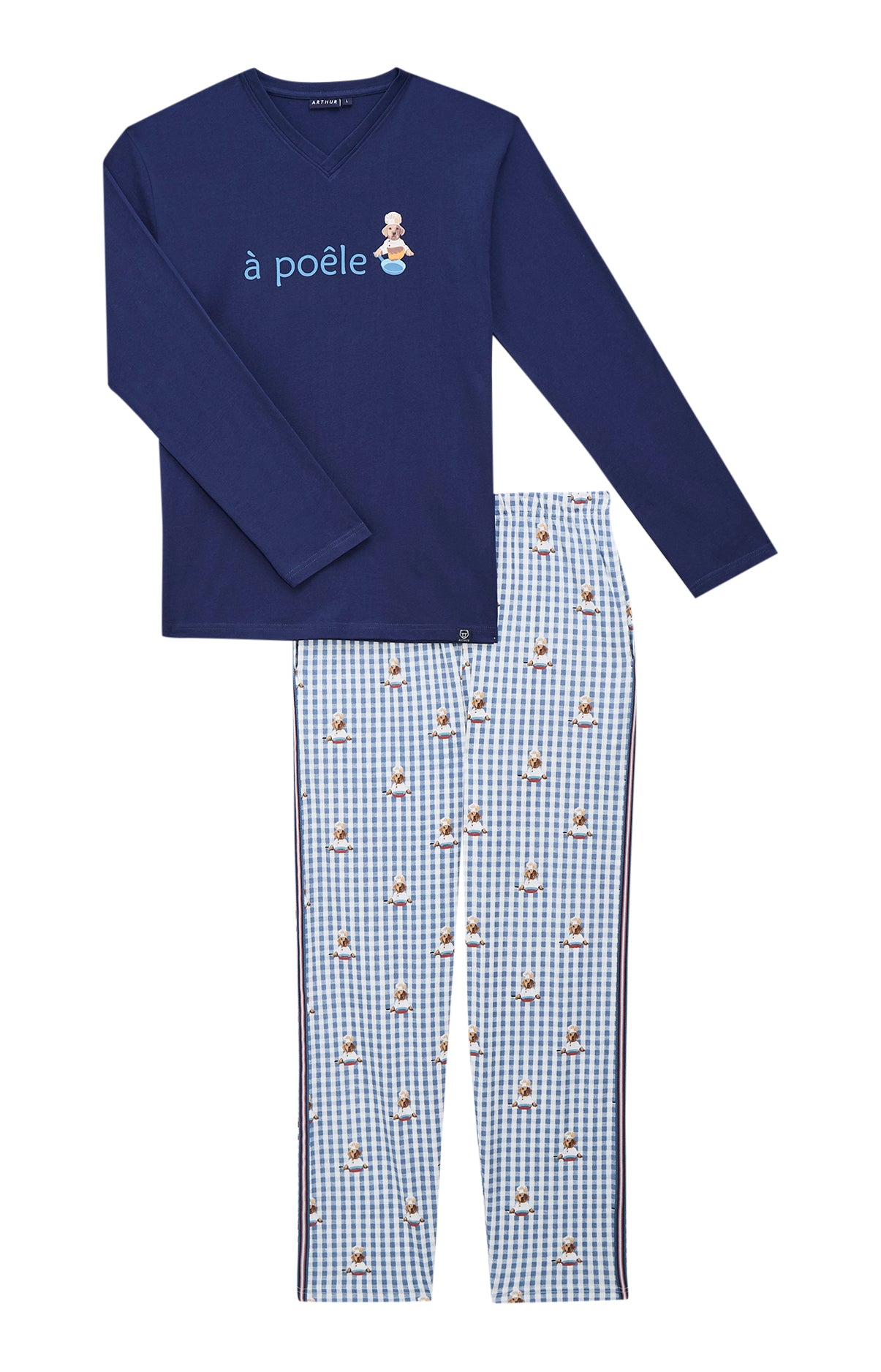 arthur-bob-pyjama-a-po-le-gris-jersey-coton-bio-homme image 3