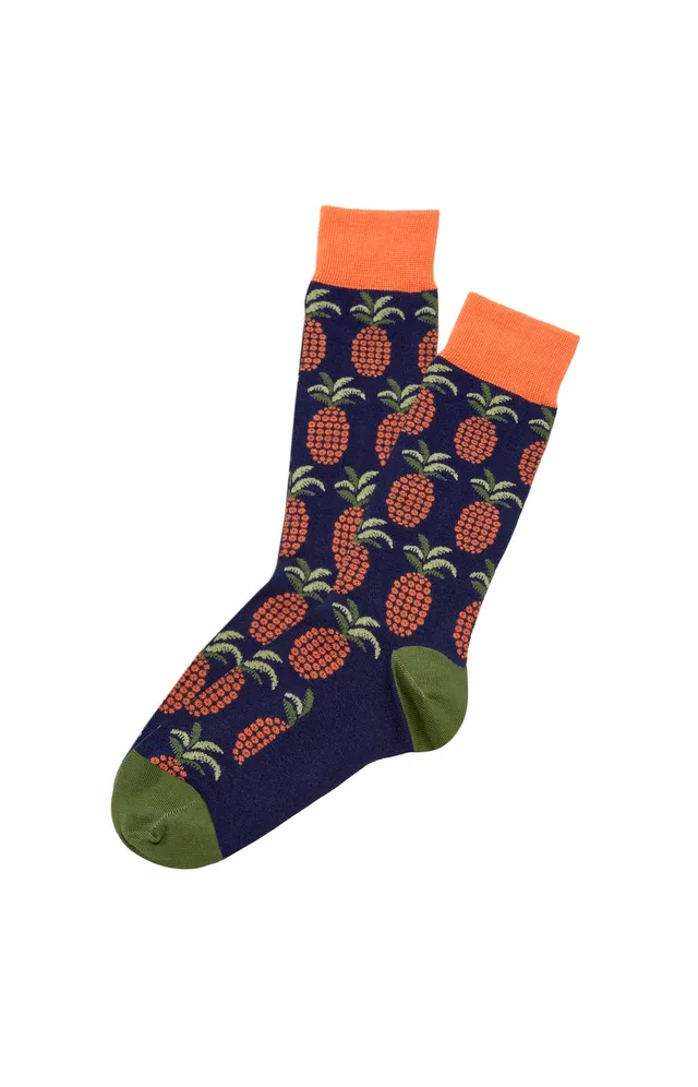 arthur-bob-ananas-chaussettes-marine-40-46-coton-bio image 1
