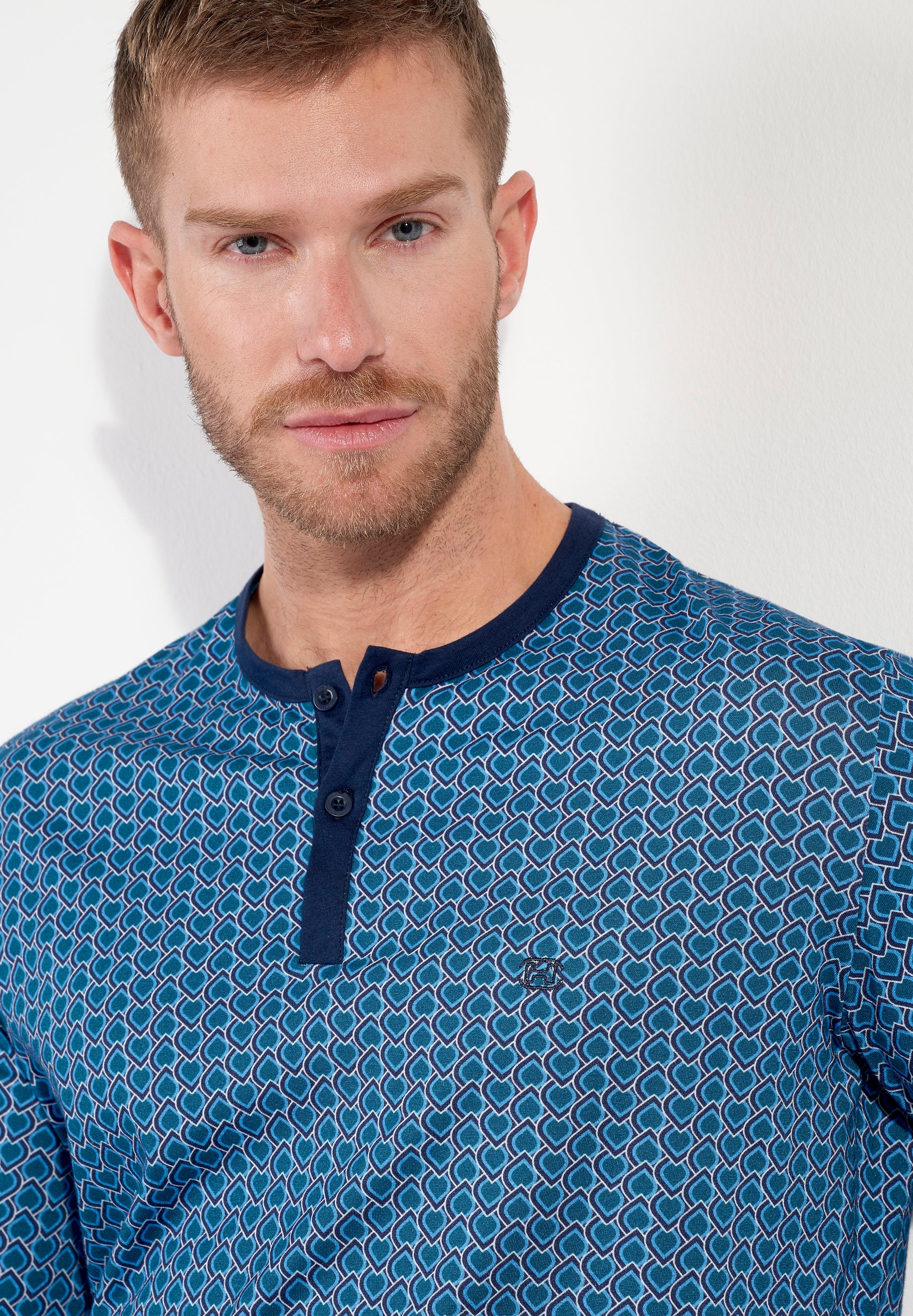 hom-martinez-pyjama-homme-long-bleu-coton-art-d-co image 5