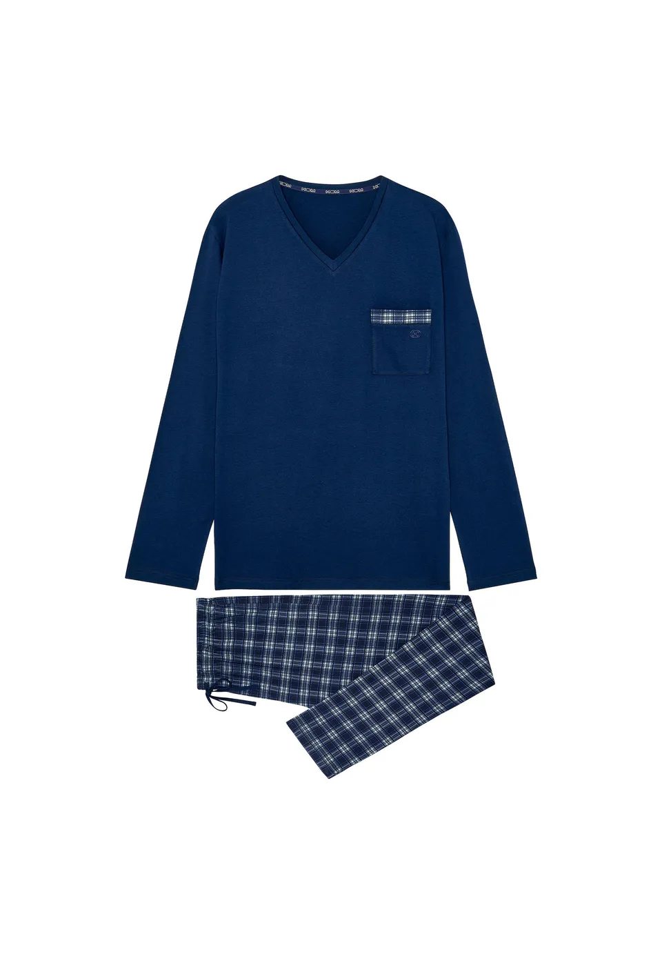 hom-sid-pyjama-long-bleu-carreaux-coton-interlock image 1