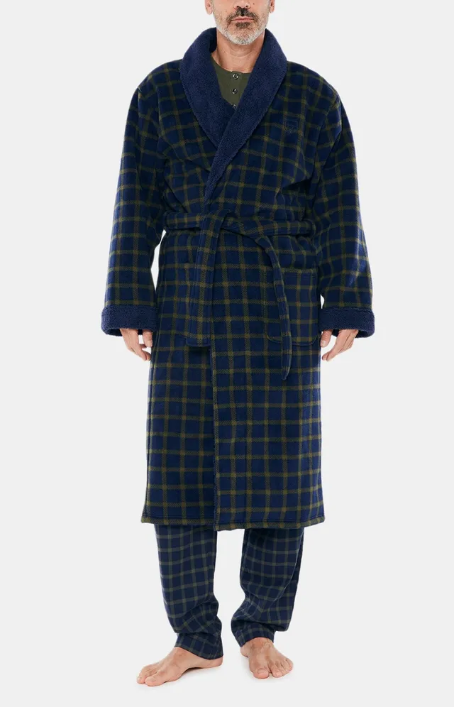arthur-sam-robe-de-chambre-polaire-marine-carreaux image 1