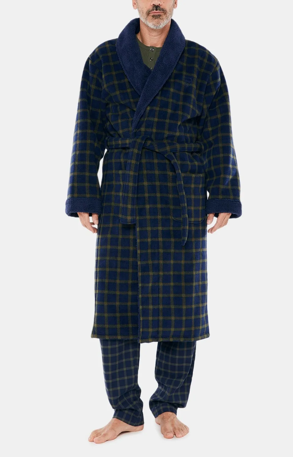 arthur-sam-robe-de-chambre-polaire-marine-carreaux image 1