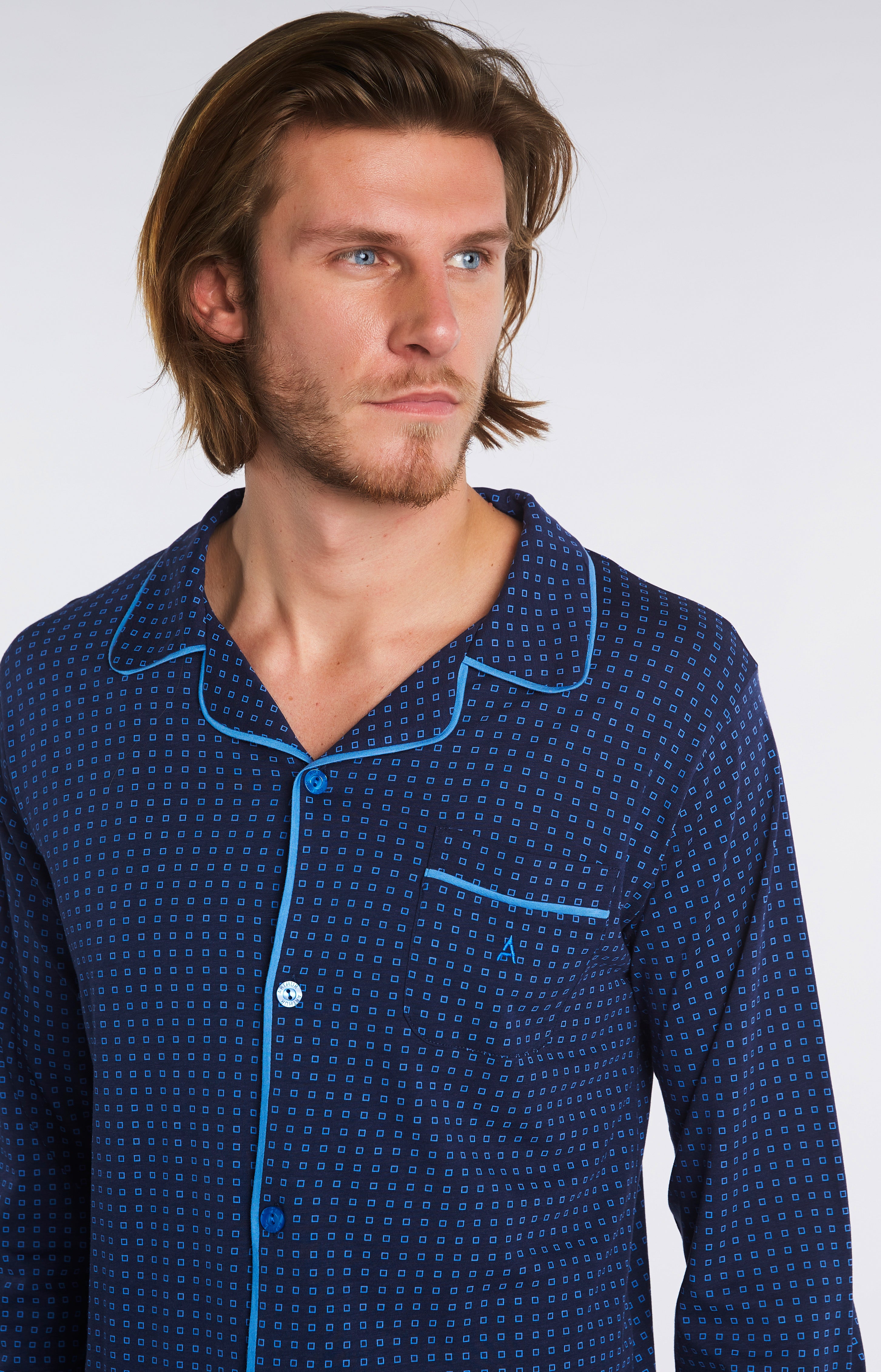 arthur-bob-pyjama-long-carreaux-marine-coton-homme image 7