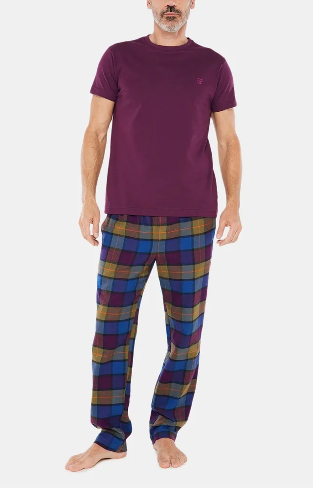 arthur-bob-tom-pantalon-pyjama-homme-kaki-pilou-tartan image 1