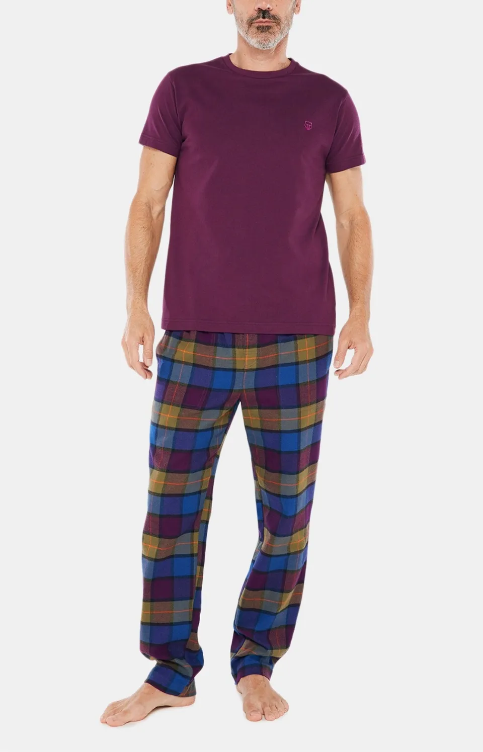arthur-bob-tom-pantalon-pyjama-homme-kaki-pilou-tartan image 1