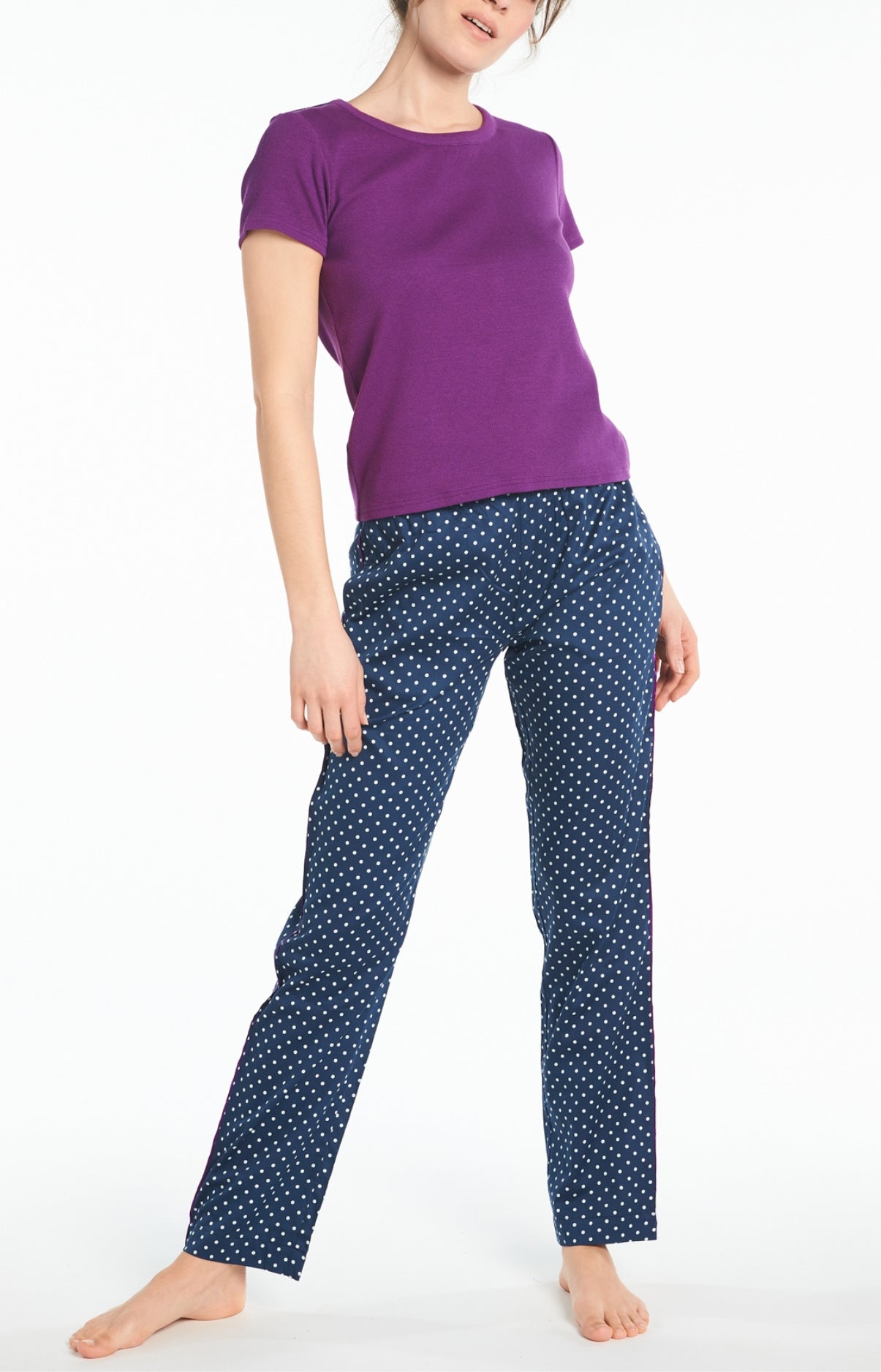 arthur-bob-tee-shirt-uni-violet-coton-c-tel-femme-s image 1