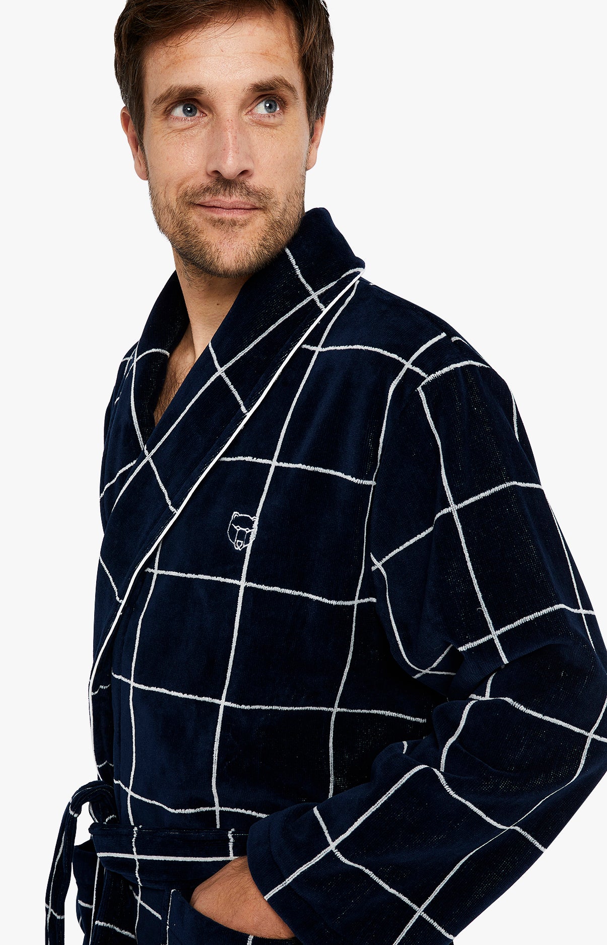arthur-bob-lewis-peignoir-velours-coton-marine-taille-l image 2