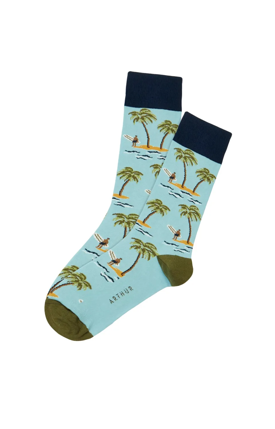 arthur-bob-california-chaussettes-coton-ciel-40-46-mi-hautes image 1