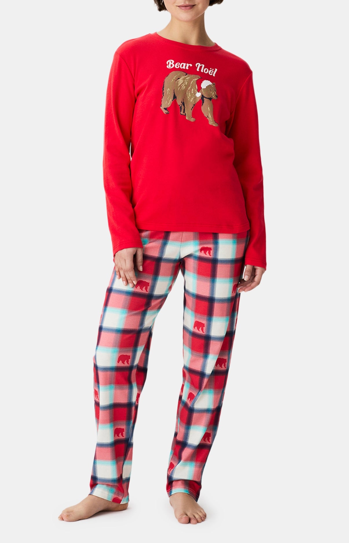 arthur-bob-bear-no-l-pyjama-femme-coton-bio-rouge image 1