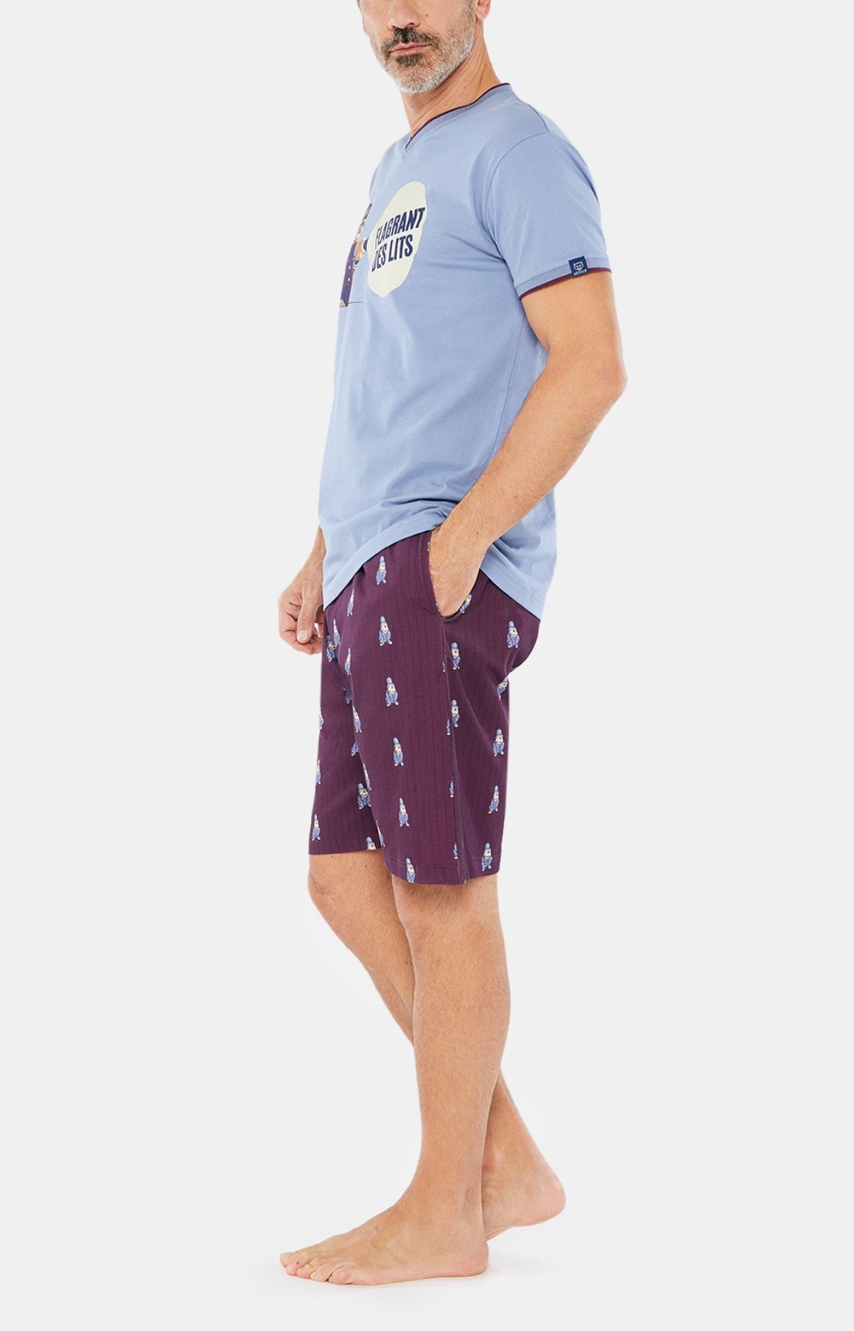 arthur-bob-bobby-pyjashort-homme-bordeaux-coton-bio image 4