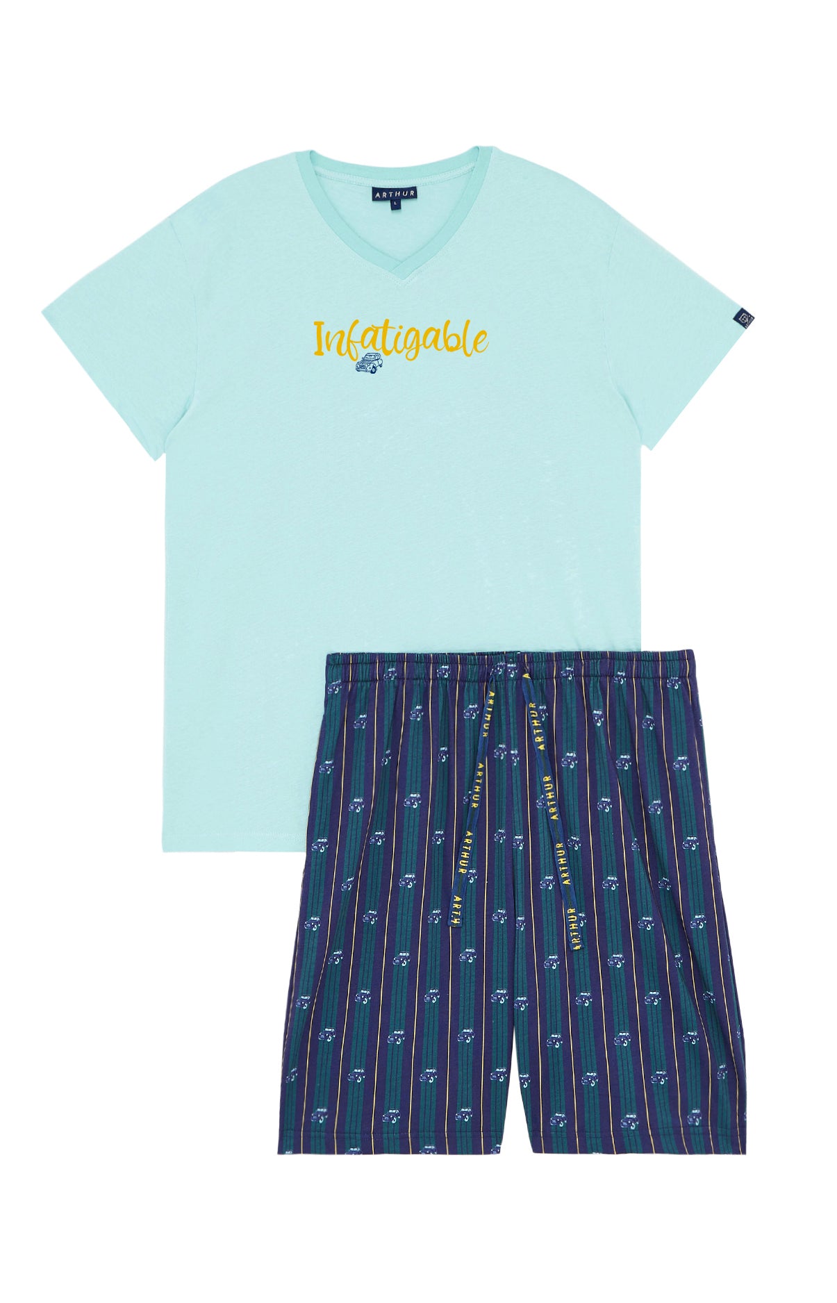 arthur-bob-2cv-infatiguable-pyjashort-marine-coton-bio-homme image 3
