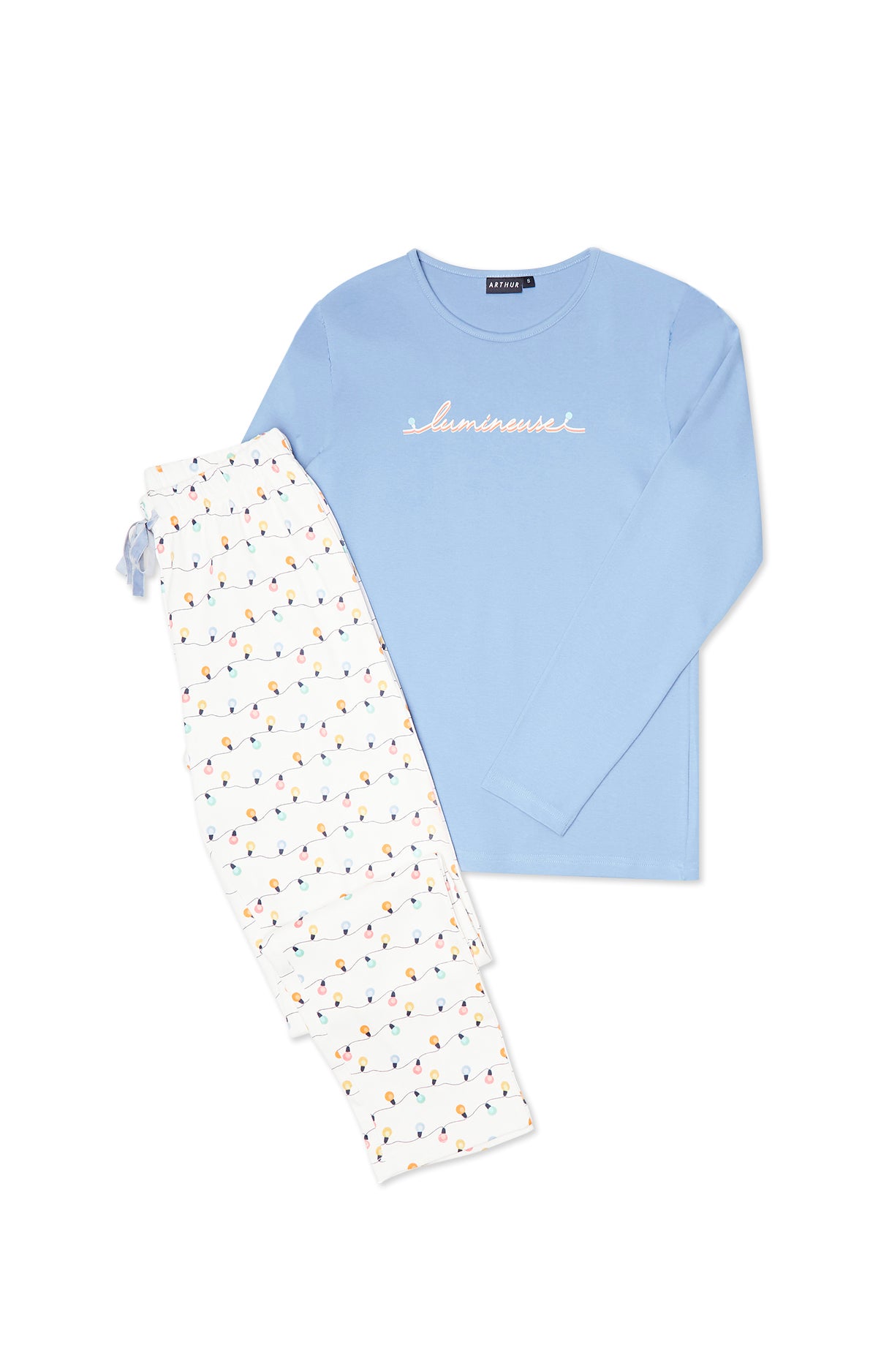 arthur-bob-ampoule-pyjama-long-femme-ivoire-coton image 3