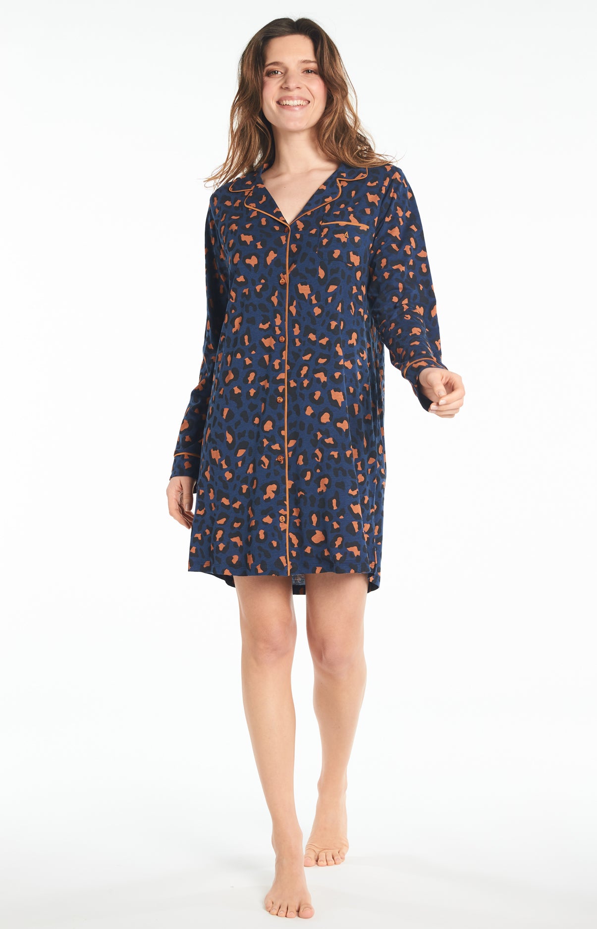 arthur-bob-chemise-de-nuit-l-opard-marine-courte image 2