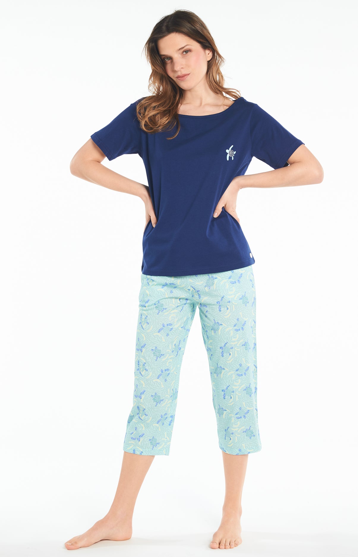 arthur-bob-pyjama-long-tortue-pyjama-femme-lagon-l-coton-bio image 1