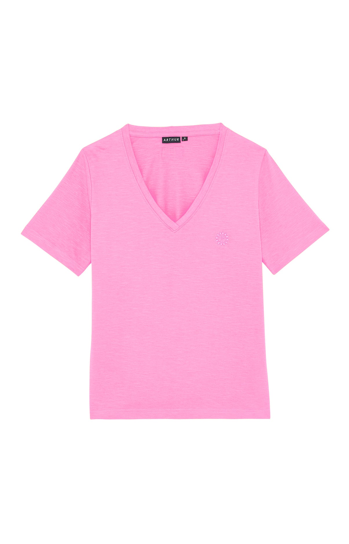 arthur-bob-tee-shirt-coton-bio-rose-col-v image 3