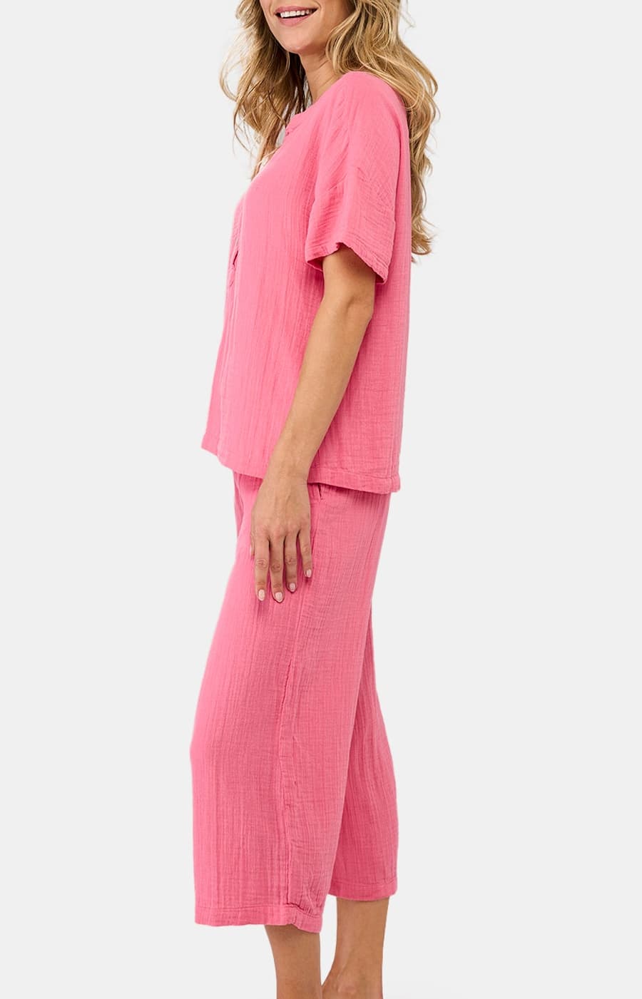 arthur-bob-pyjacorsaire-femme-gaze-coton-corail image 2
