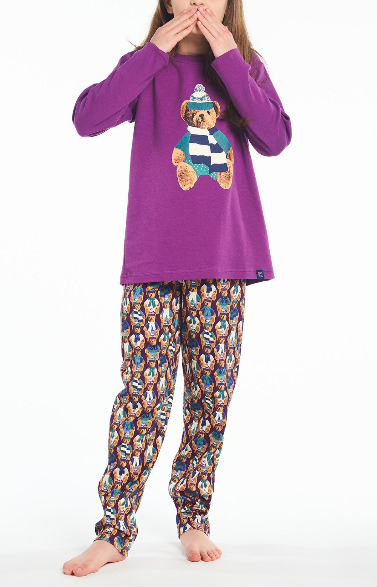 arthur-bob-teddy-violet-pyjama-long-fille-coton-bio image 1