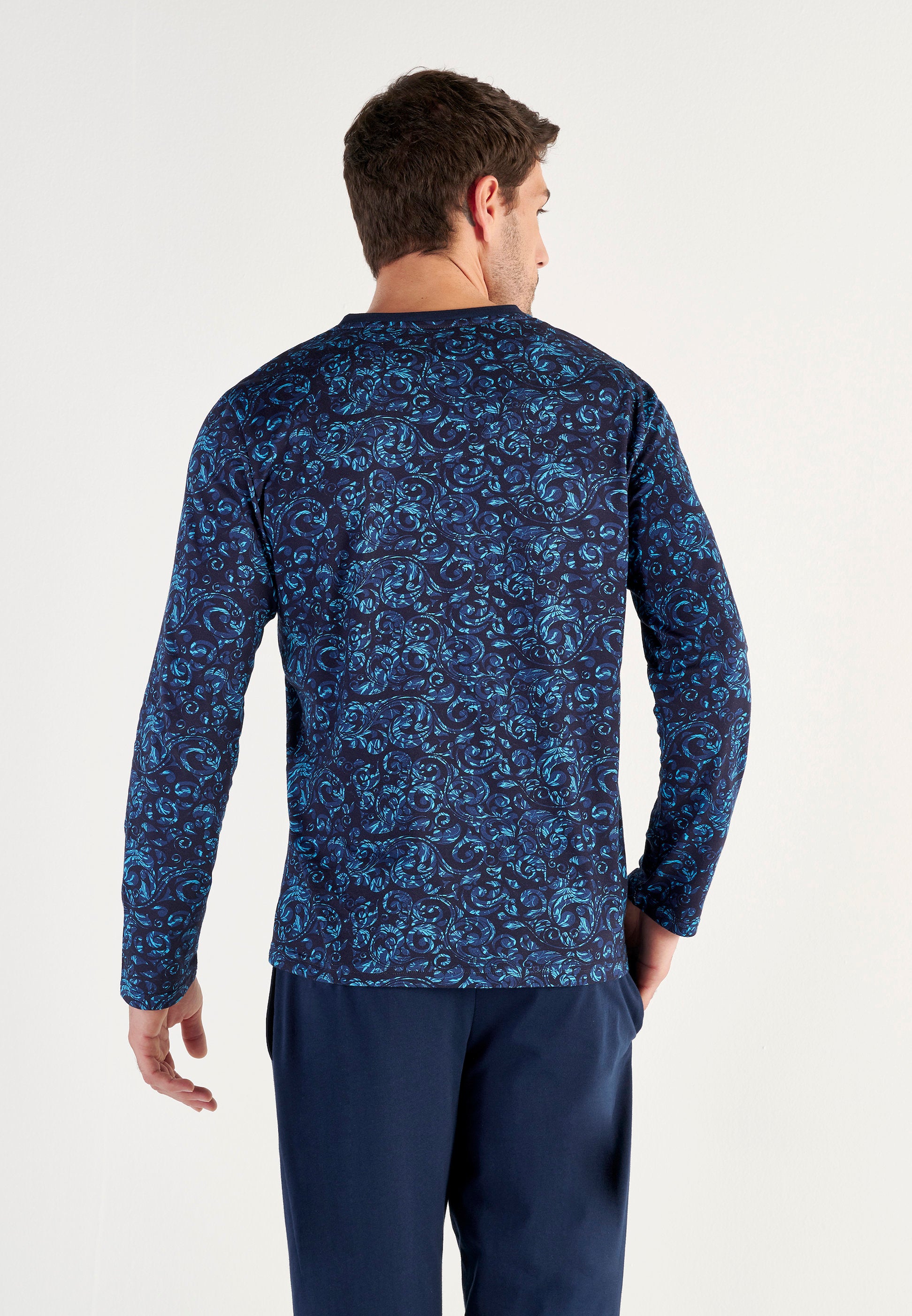 hom-modal-comfort-brian-pyjama-homme-imprim-bleu-coton image 3