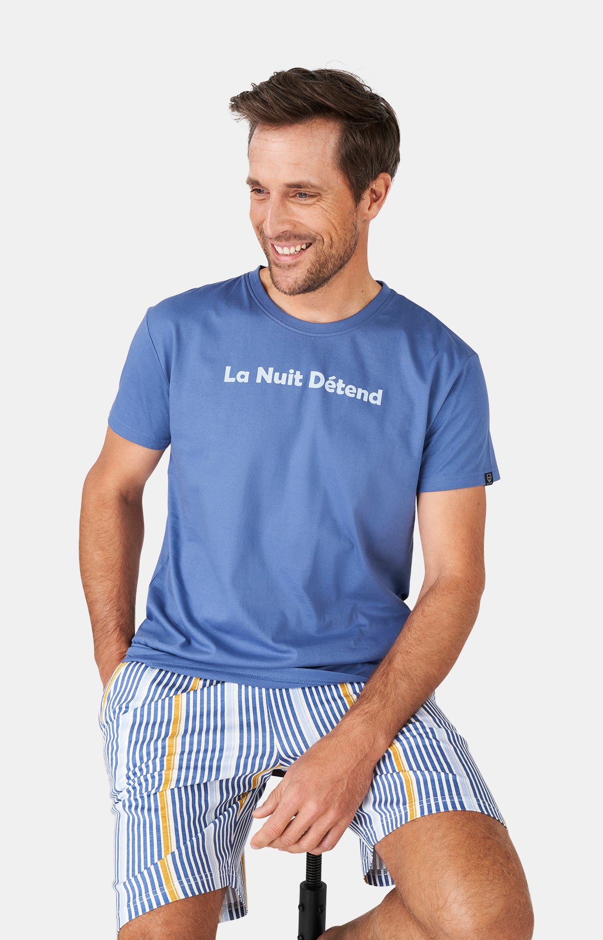 arthur-bob-la-nuit-d-tend-pyjashort-homme-bleu-coton-bio image 2