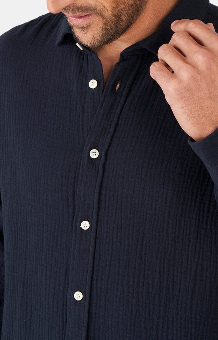 arthur-bob-chemise-gaze-coton-marine-manches-longues image 2