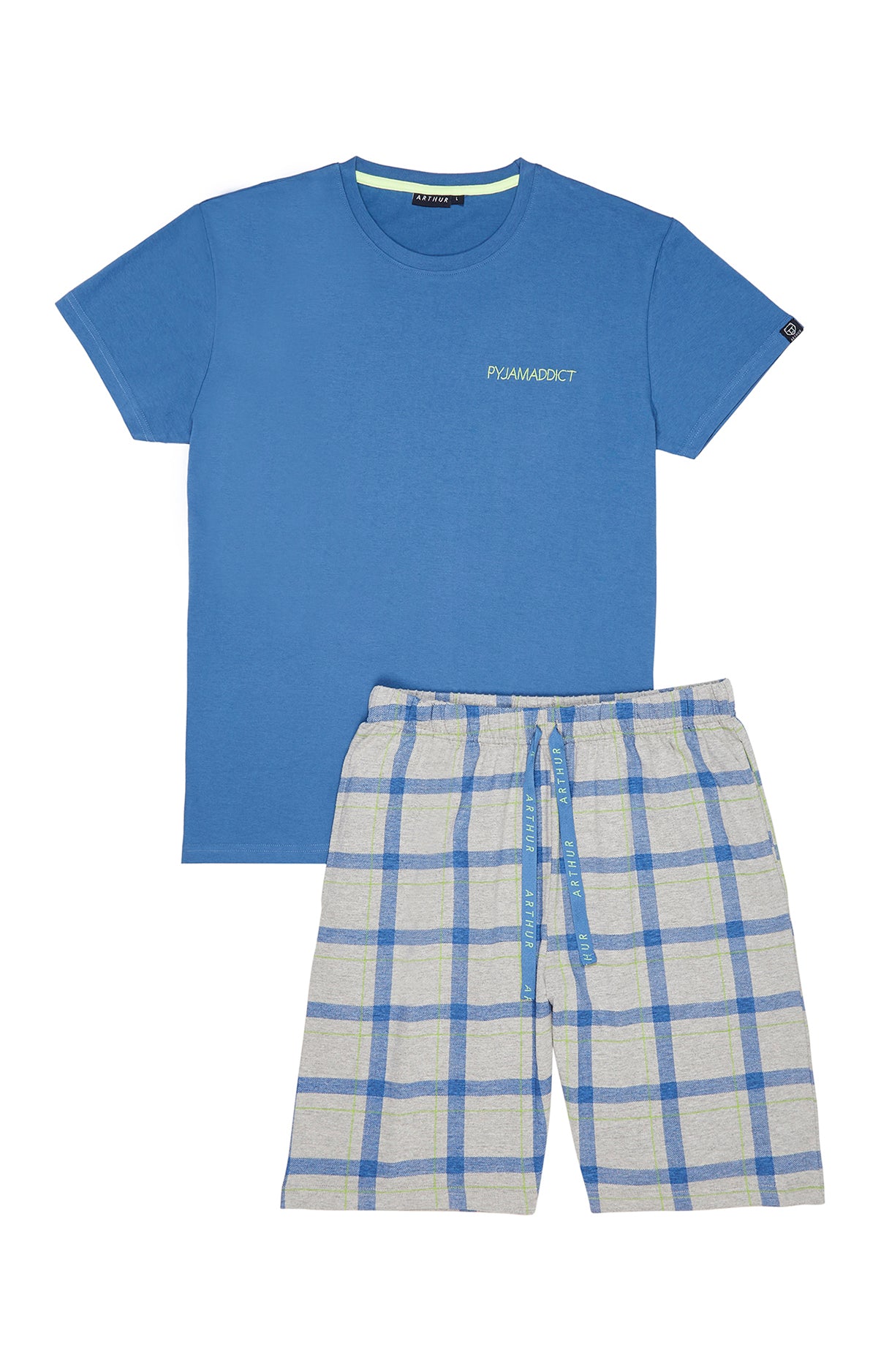 arthur-bob-addict-pyjashort-coton-bio-gris-col-rond image 3