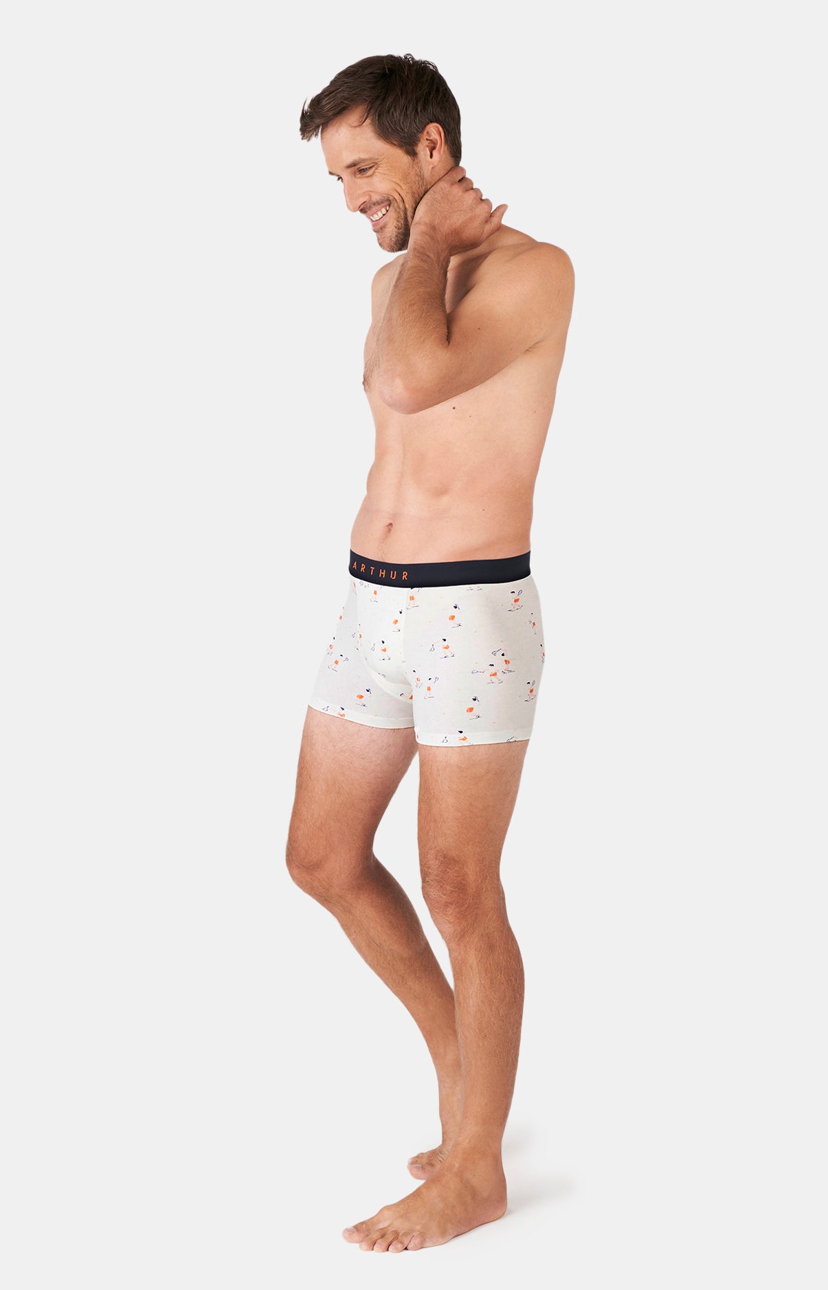 arthur-bob-boxer-tennis-orange-coton-bio-homme image 4
