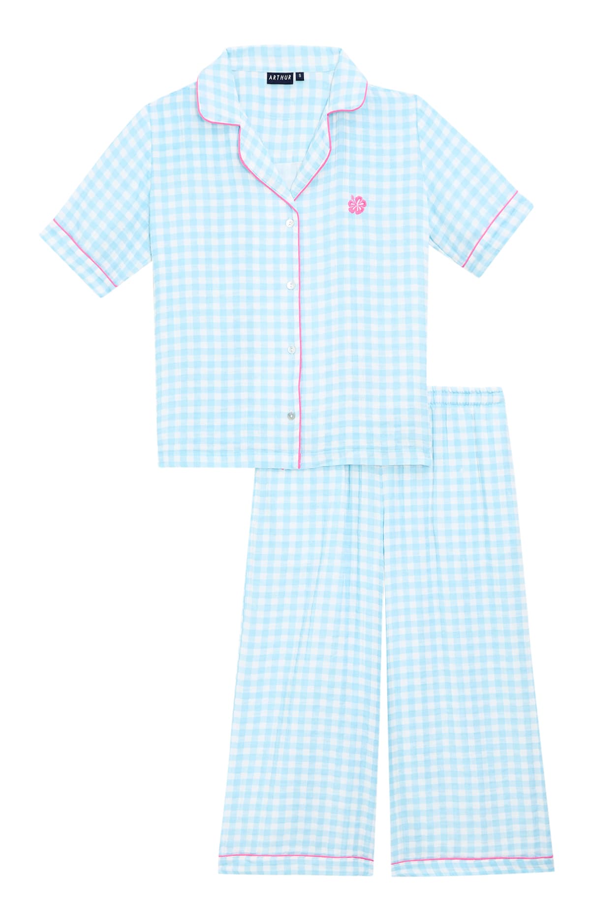 arthur-bob-vichy-pyjacorsaire-femme-lagon-gaze-coton image 3