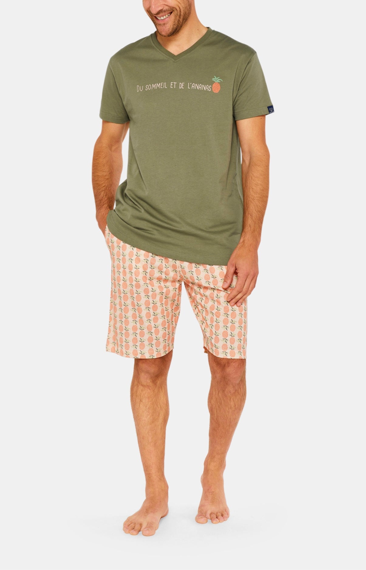 arthur-bob-pyjashort-ananas-coton-bio-orange-homme image 1