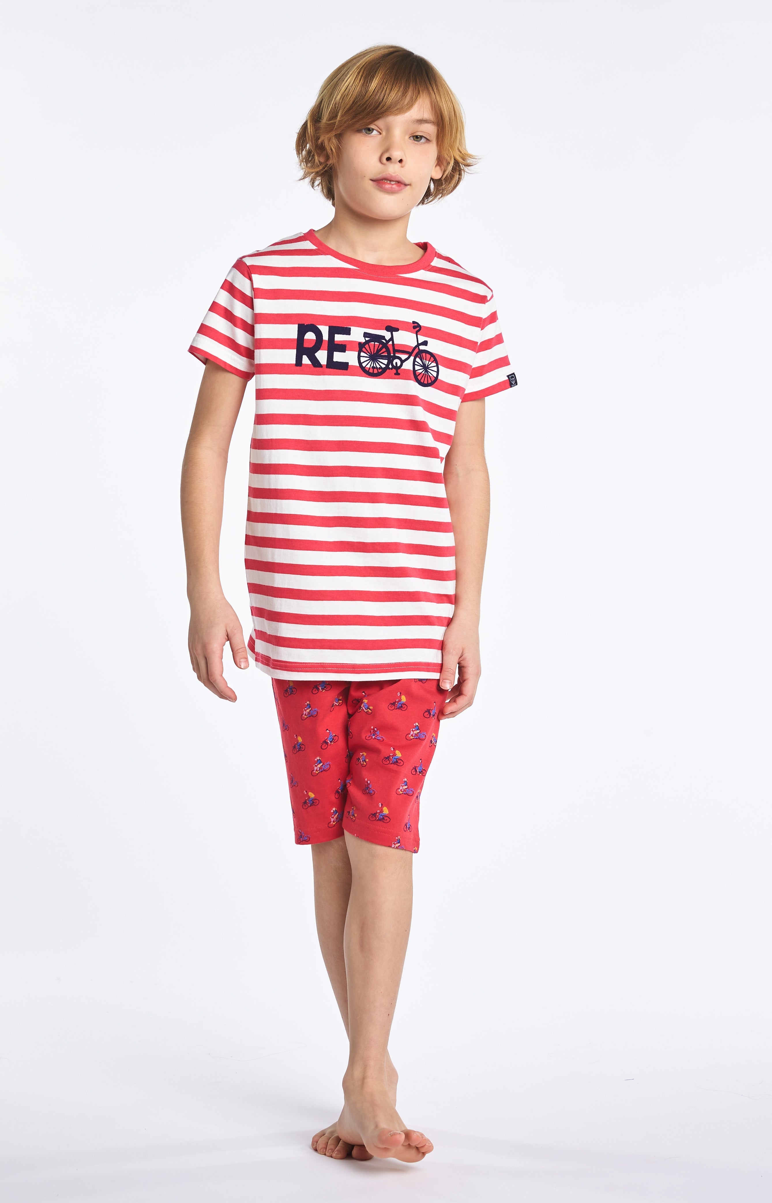 arthur-bob-recycle-rouge-pyjashort-enfant-coton-bio image 2