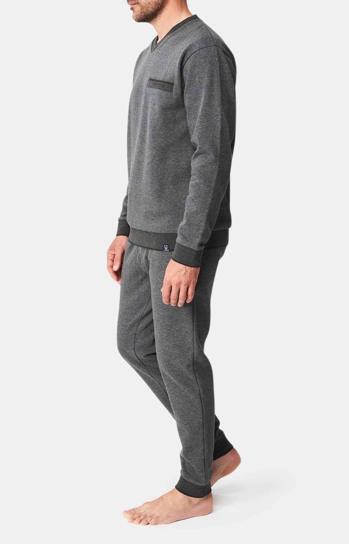 arthur-bob-molino-gris-pyjama-homme-coton-gris-chaud image 4