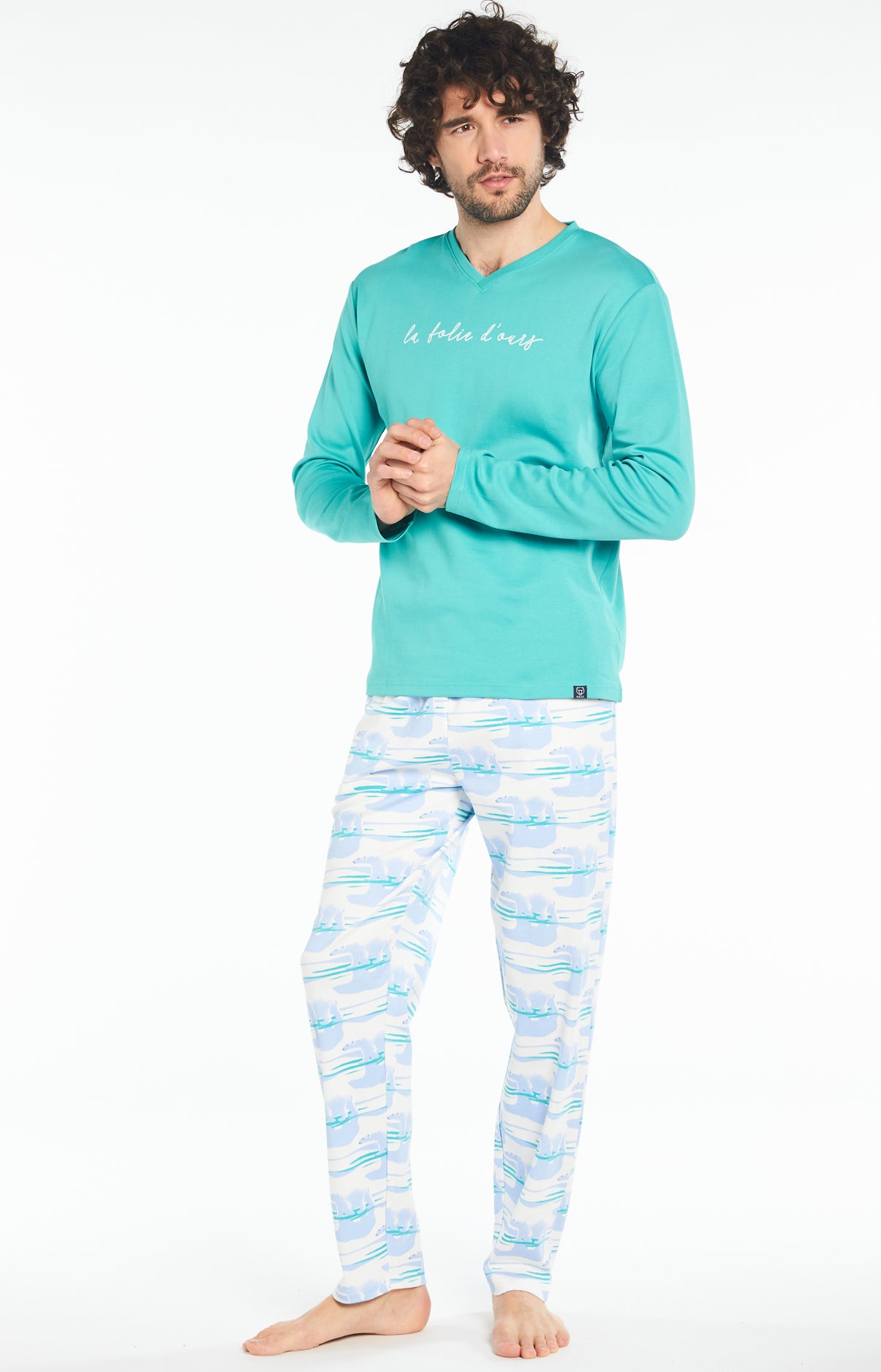 arthur-bob-folie-d-ours-pyjama-homme-bleu-coton-bio-chaud image 1