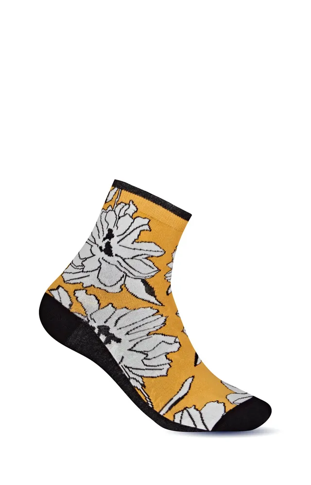 arthur-bob-simone-chaussettes-coton-jaune-36-40-fleurs image 1
