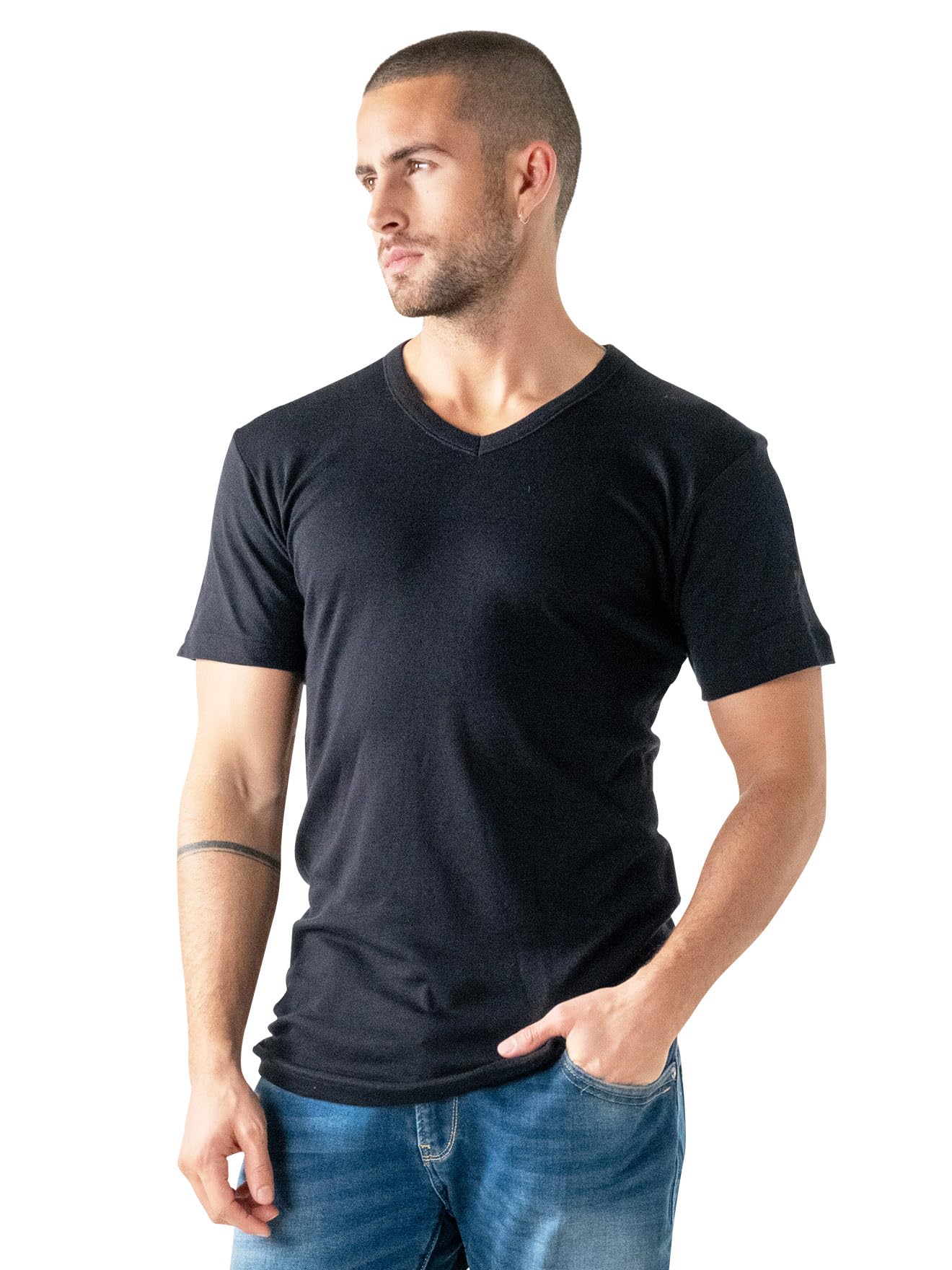 athena-easy-bio-lot-4-t-shirts-homme-col-v-coton-bio image 2