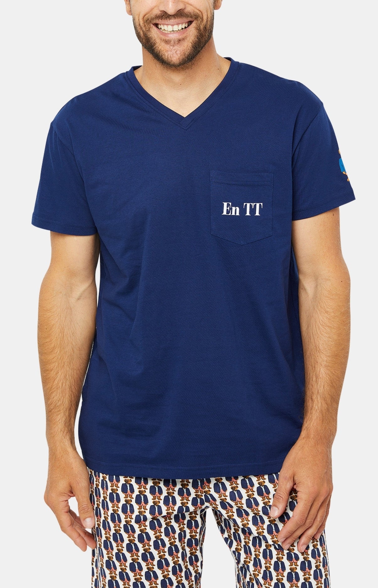 arthur-bob-teddy-pyjashort-homme-coton-bio-blanc image 2