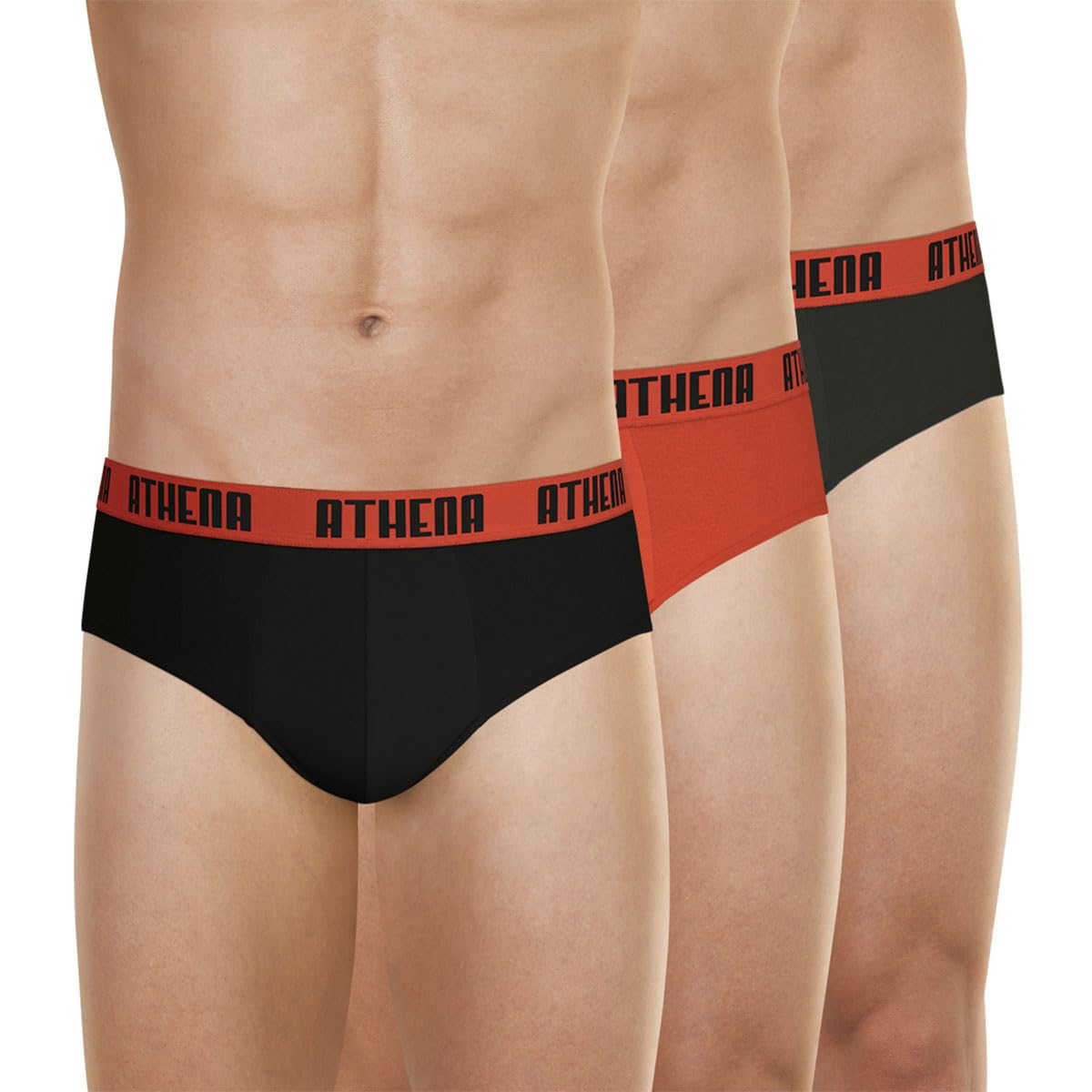 athena-ecopack-lot-3-slips-homme-coton-noir-rouge-anthracite image 1