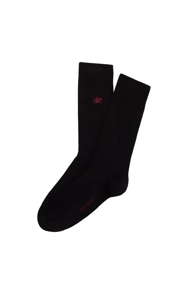 arthur-bob-v-lo-chaussettes-coton-brod-es-noir-40-46 image 1