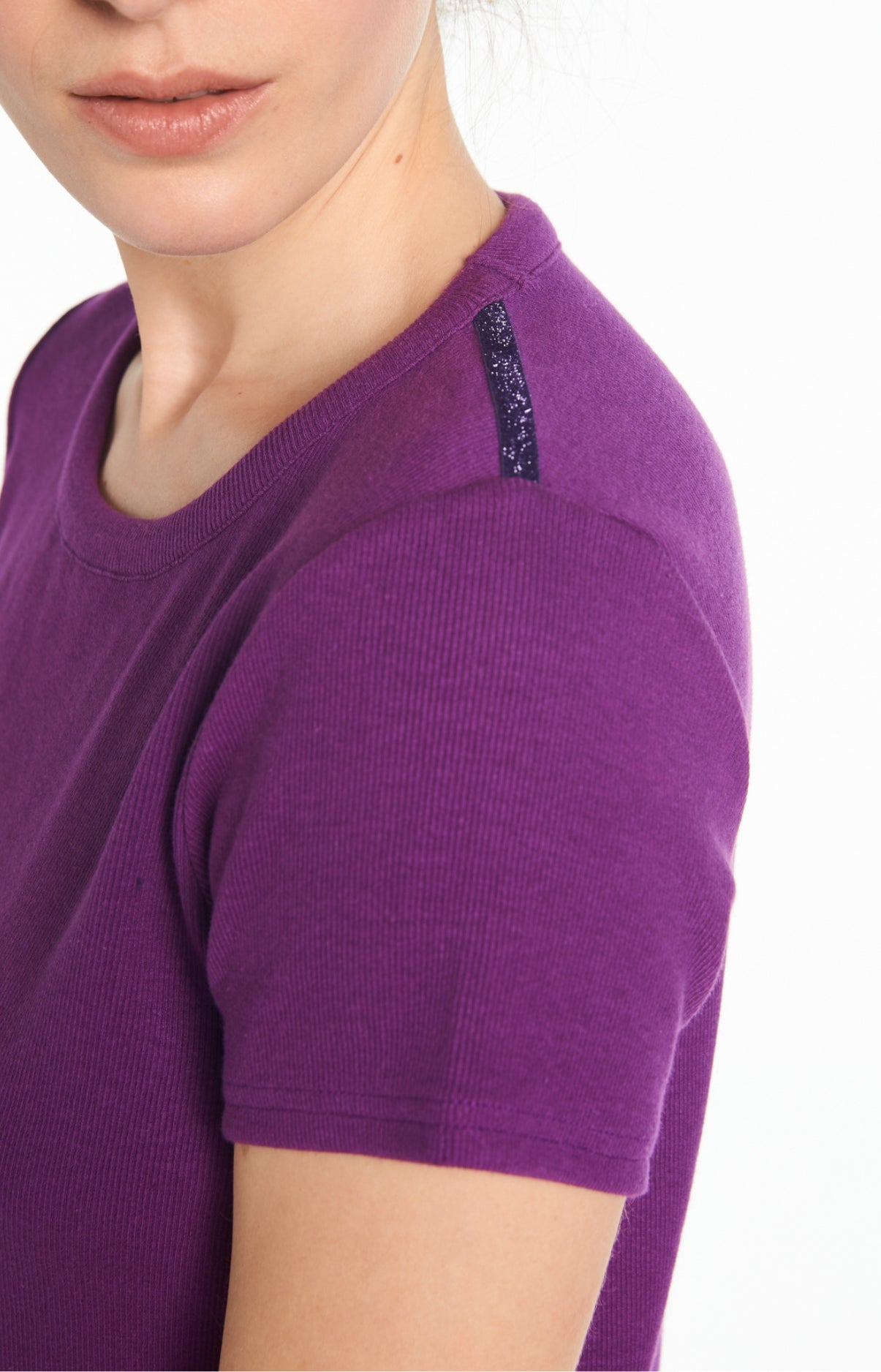 arthur-bob-tee-shirt-uni-violet-coton-c-tel-femme-s image 2